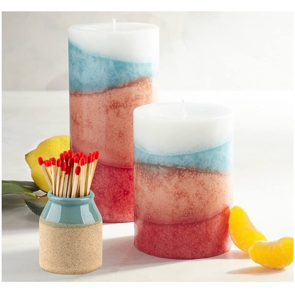 Match Cloche Decorative Matches Jar with Match Striker Set of 2 Mini Pottery - Picture 5 of 6